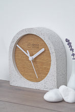 Load image into Gallery viewer, Jesmonite Carriage Clock in Silver-Grey Granite with Wooden Face