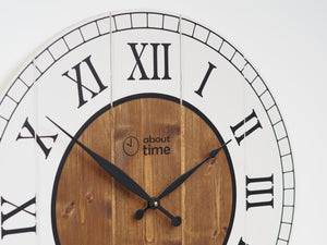 Large Wooden Wall Clock in Cream - Ask about personalisation