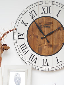 Large Wooden Wall Clock in Cream - Ask about personalisation