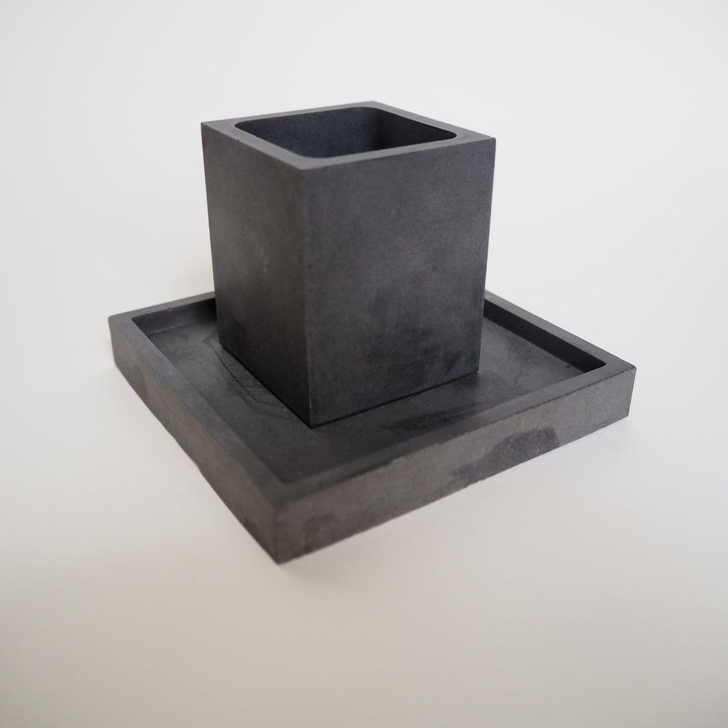 Square Concrete Mini Pot & Tray