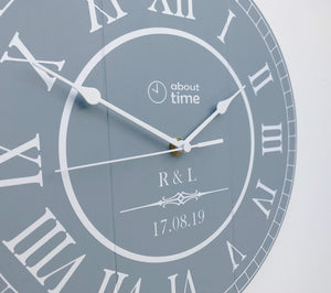 Medium Wooden Clock in Blue-Grey - Ask about personalisation