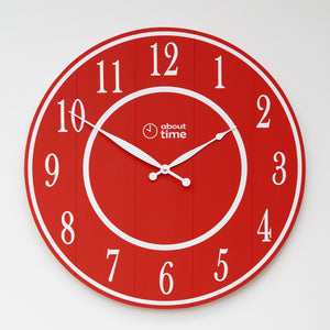 Large Wooden Wall Clock in Red - Ask about personalisation