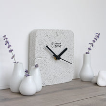 Load image into Gallery viewer, Jesmonite Square Clock in Silver-Grey Granite