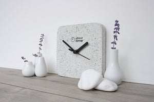 Jesmonite Square Clock in Silver-Grey Granite