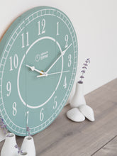 Load image into Gallery viewer, Medium Wooden Clock in Sage Green - Ask about personalisation