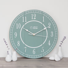 Load image into Gallery viewer, Medium Wooden Clock in Sage Green - Ask about personalisation